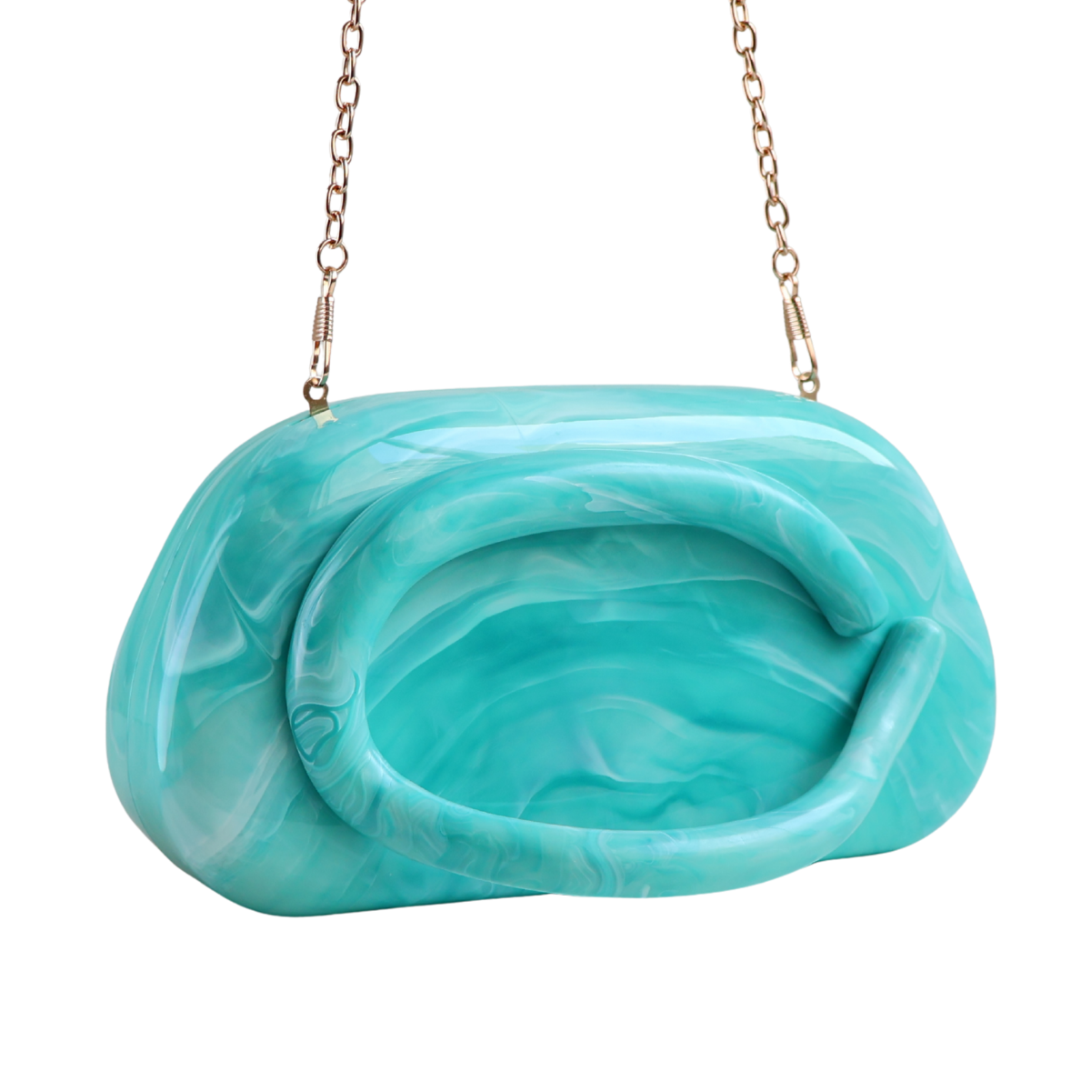 Bolsa de Festa Clutch Acrílico Mesclado Azul Turquesa