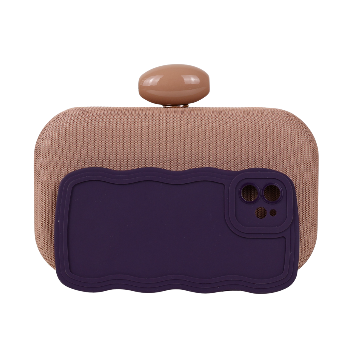 Bolsa Festa Clutch Tecido Bege