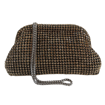 Bolsa Festa Clutch Strass Dourada