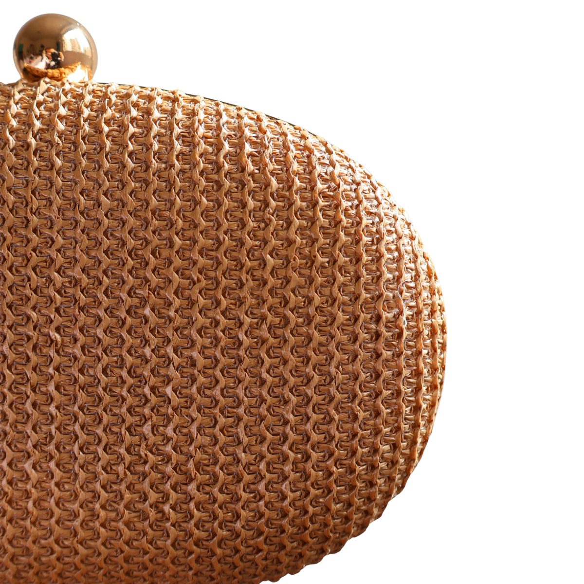 Bolsa Clutch Festa Oval Palha Marrom Claro