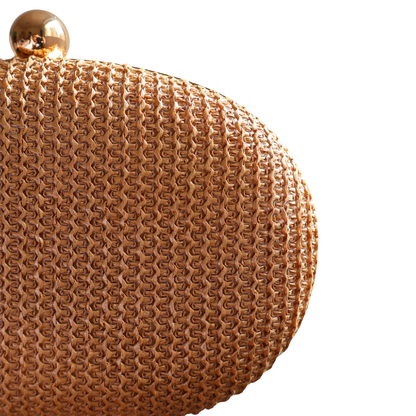 Bolsa Clutch Festa Oval Palha Marrom Claro