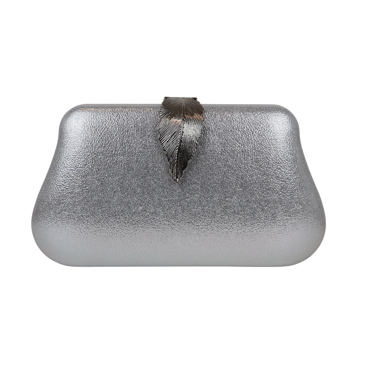 Bolsa Clutch Festa Fecho de Folha Prata