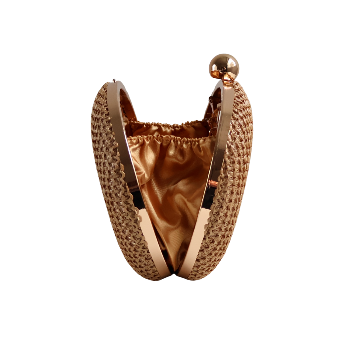 Bolsa Clutch Festa Oval Palha Marrom Claro