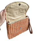 Bolsa Carteira Envelope de Palha Laranja