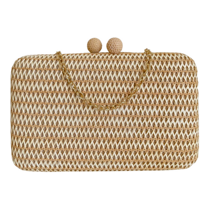 Bolsa Clutch Festa Palha Bege Nude