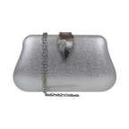 Bolsa Clutch Festa Fecho de Folha Prata