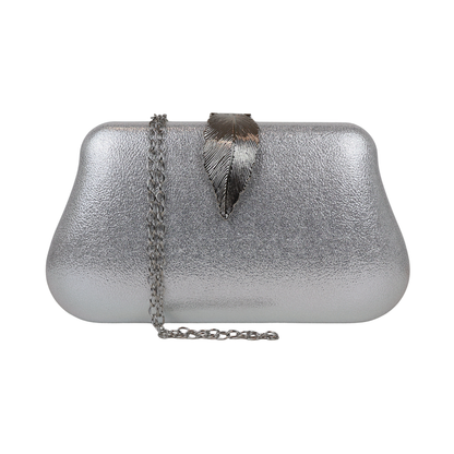 Bolsa Clutch Festa Fecho de Folha Prata