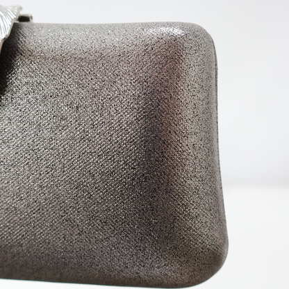 Bolsa Clutch Festa Fecho de Folha Prata Envelhecida