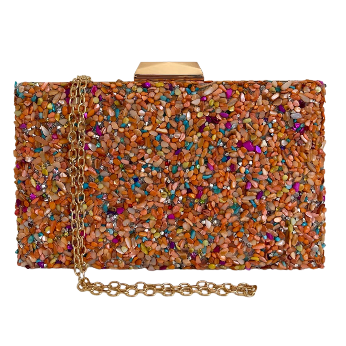 Bolsa Festa Clutch Pedraria Laranja