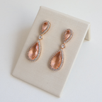 Brinco Dourado e Cristal Champagne - Semijoia