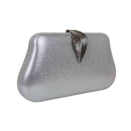 Bolsa Clutch Festa Fecho de Folha Prata