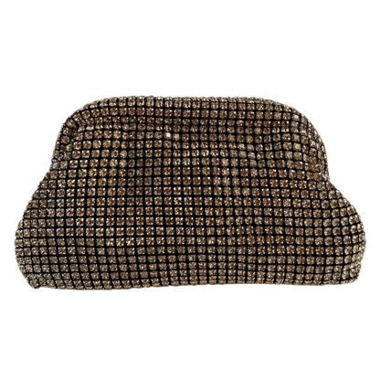 Bolsa Festa Clutch Strass Dourada