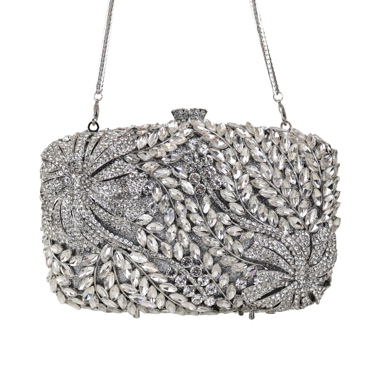 Bolsa Festa Clutch Pedraria Strass Prata