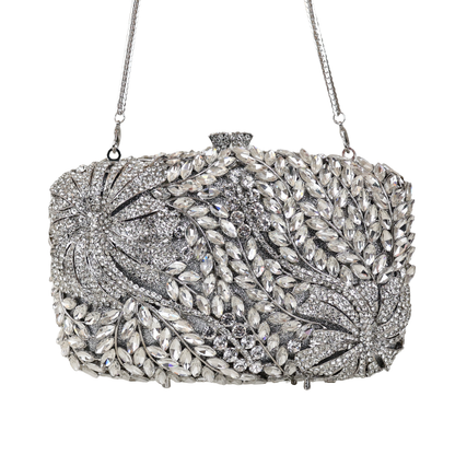 Bolsa Festa Clutch Pedraria Strass Prata