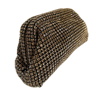 Bolsa Festa Clutch Strass Dourada