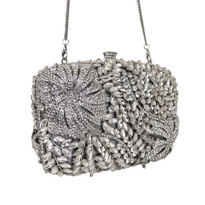 Bolsa Festa Clutch Pedraria Strass Prata