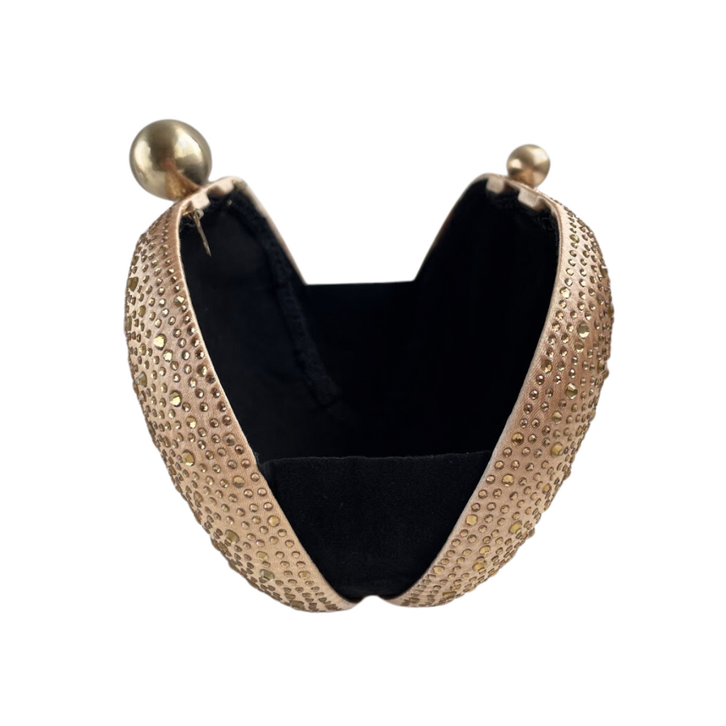 Bolsa Festa Clutch Pedraria Strass Oval Dourada