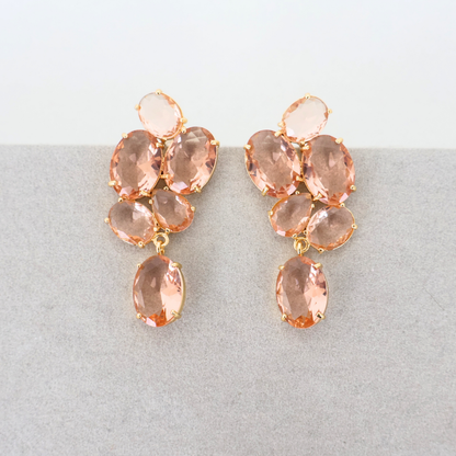 Brinco Dourado e Cristal Champagne - Semijoia