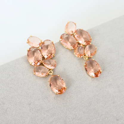 Brinco Dourado e Cristal Champagne - Semijoia