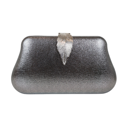 Bolsa Clutch Festa Fecho de Folha Grafite