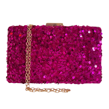 Bolsa de Festa Clutch Paetê Lantejoulas Fúcsia