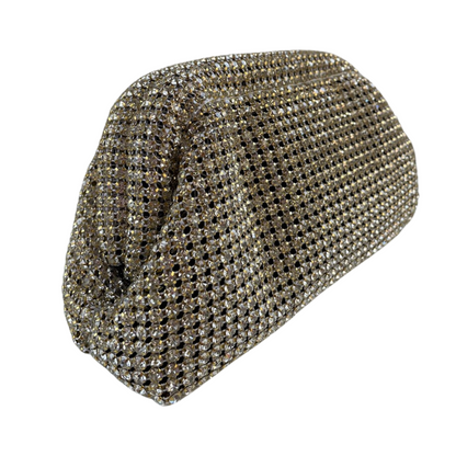 Bolsa Festa Clutch Strass Dourado Claro