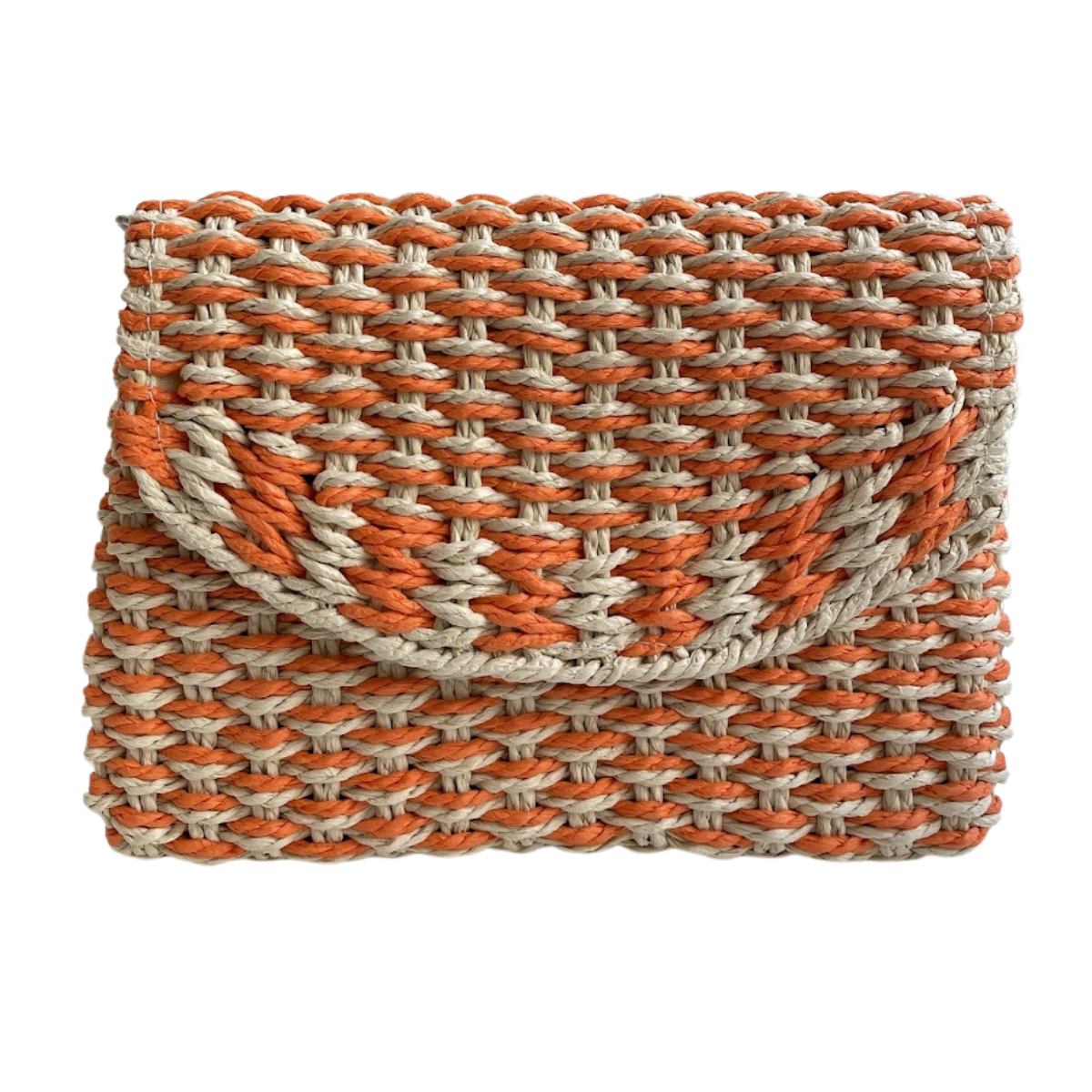 Bolsa Carteira Envelope de Palha Laranja