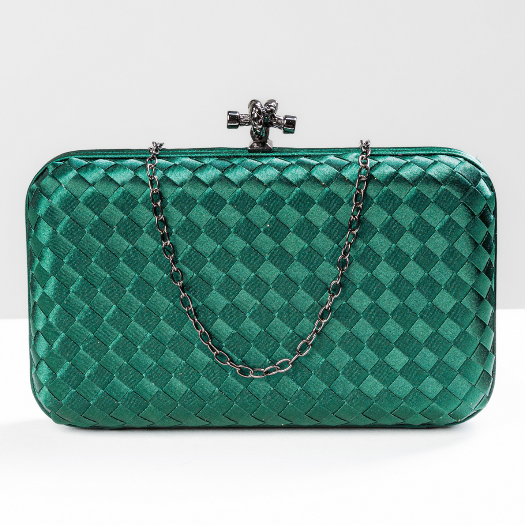 Clutch Tressê Cetim Inspired Média Verde Esmeralda - ReUse