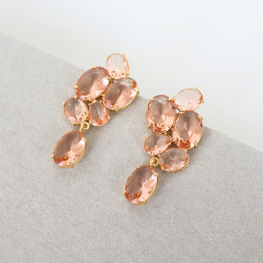 Brinco Dourado e Cristal Champagne - Semijoia