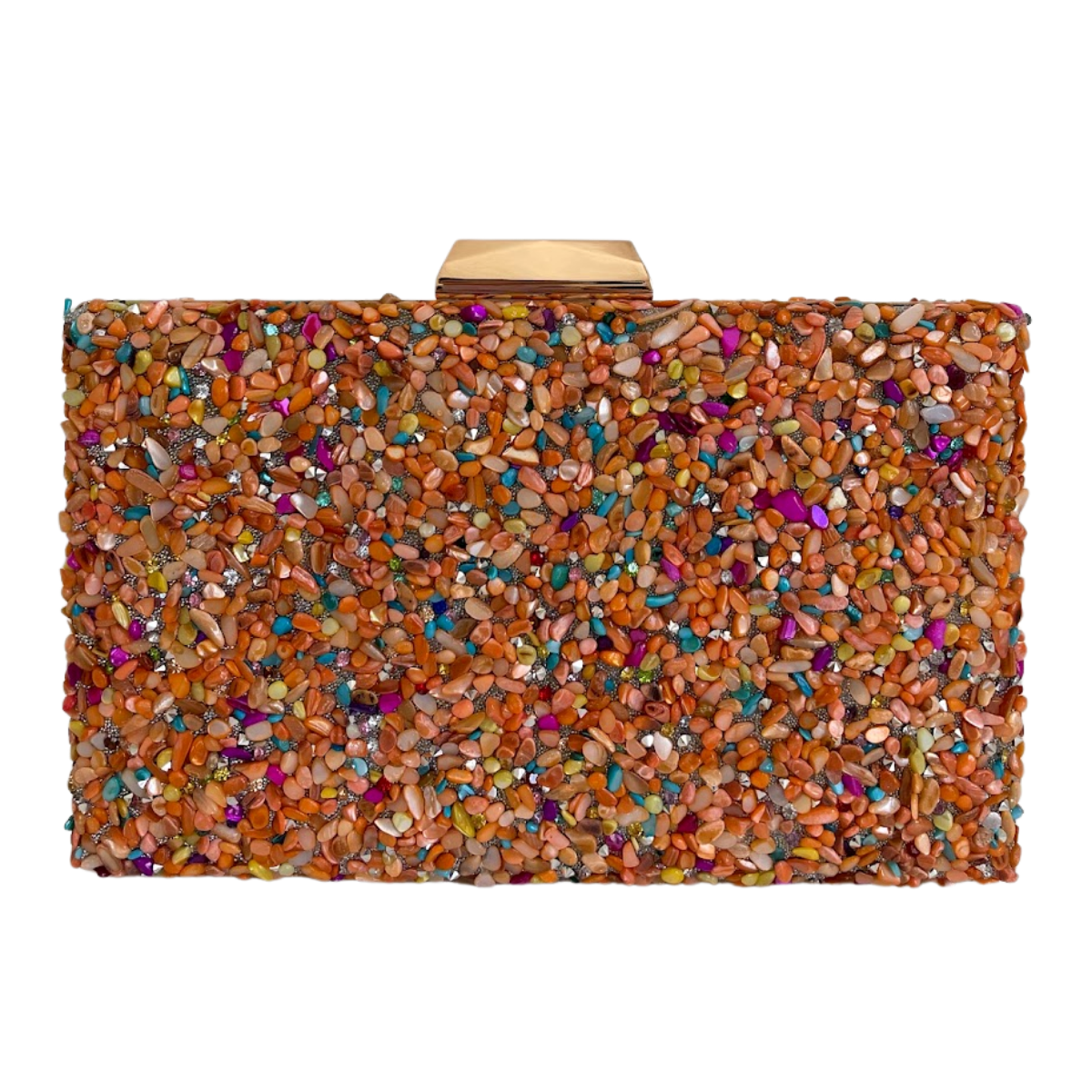 Bolsa Festa Clutch Pedraria Laranja