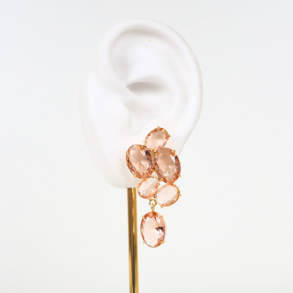 Brinco Dourado e Cristal Champagne - Semijoia