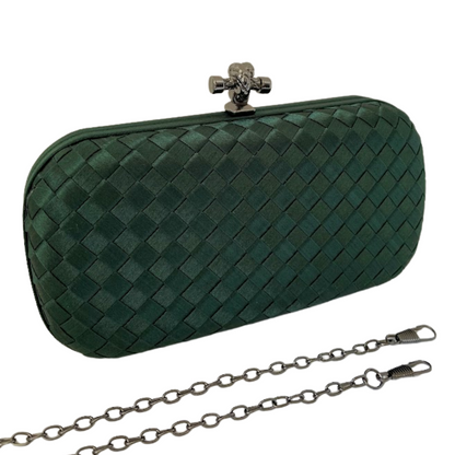 Clutch Tressê Cetim Inspired Pequena Verde Escuro