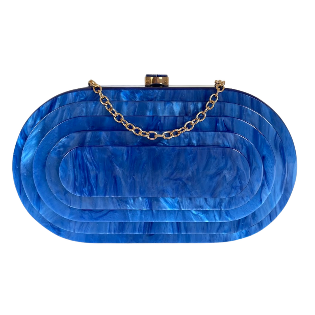 Bolsa de Festa Clutch Acrílico Oval Azul Royal - ReUse
