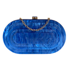 Bolsa de Festa Clutch Acrílico Oval Azul Royal - ReUse