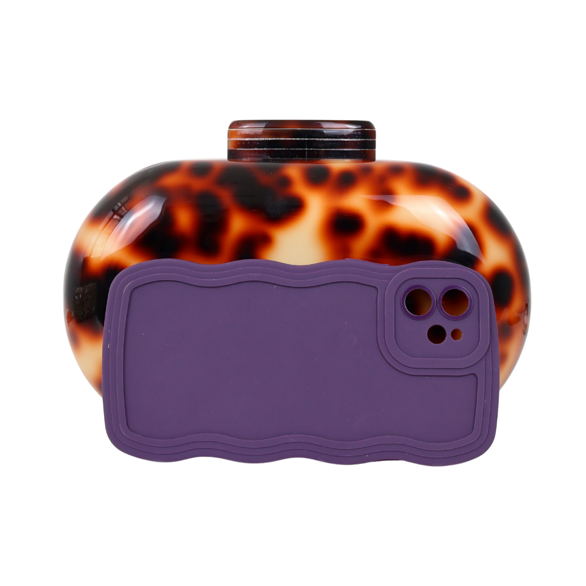 Bolsa Clutch Festa Acrílico Oval Marrom Animal Print