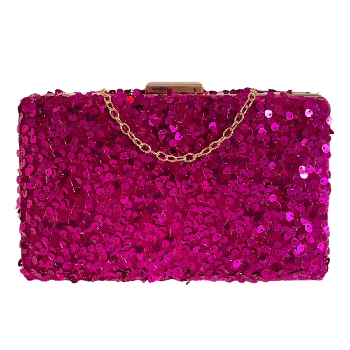 Bolsa de Festa Clutch Paetê Lantejoulas Fúcsia