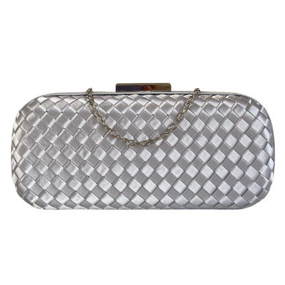 Clutch Tressê Cetim Inspired Grande Prata