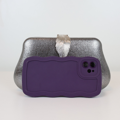 Bolsa Clutch Festa Fecho de Folha Grafite