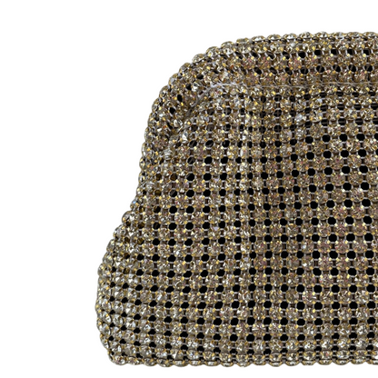 Bolsa Festa Clutch Strass Dourado Claro