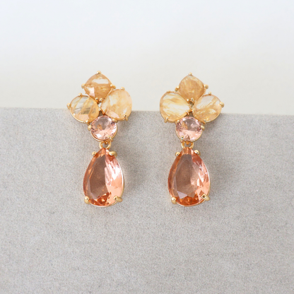 Brinco Dourado e Cristal Champagne - Semijoia