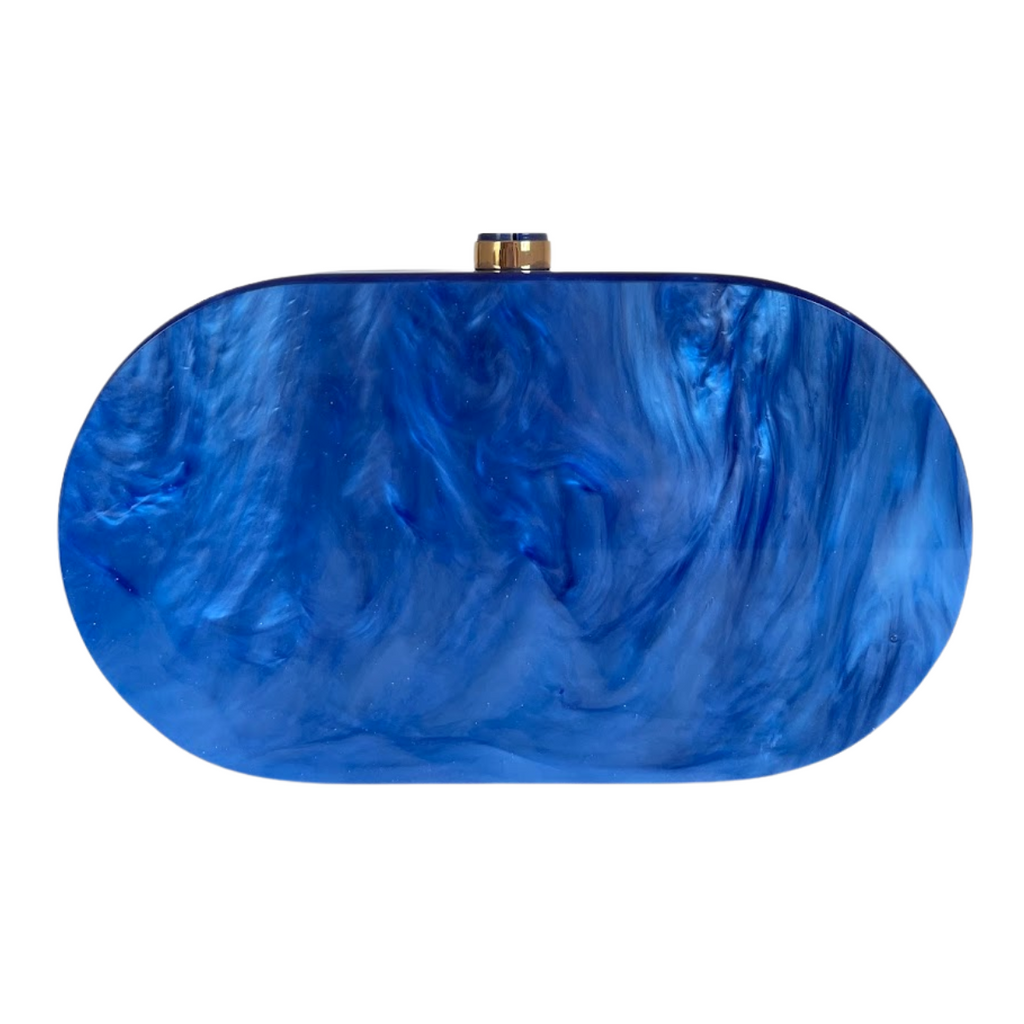 Bolsa de Festa Clutch Acrílico Oval Azul Royal - ReUse