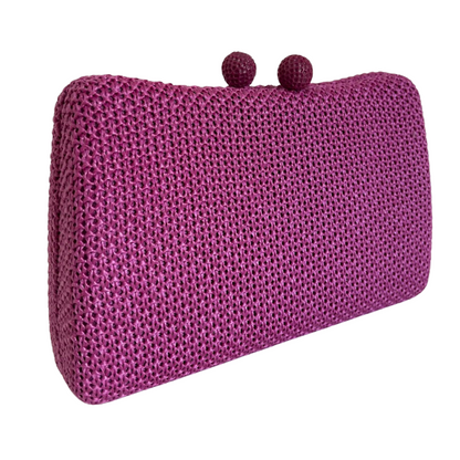 Bolsa de Festa Clutch Palha Rosa