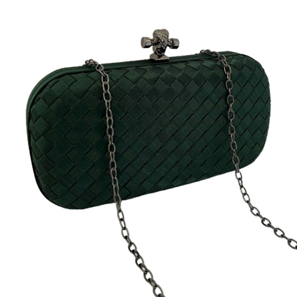 Clutch Tressê Cetim Inspired Pequena Verde Escuro