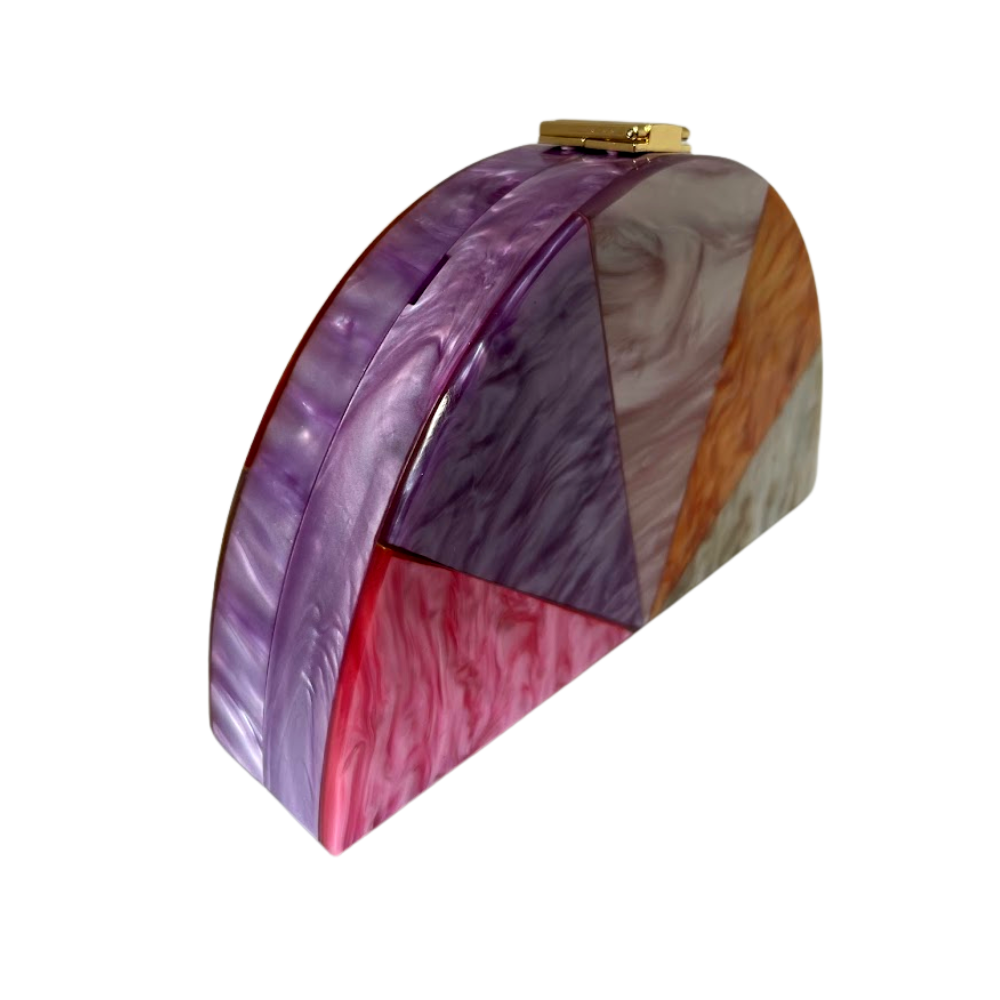 Bolsa de Festa Clutch Meia Lua Pérola Violeta