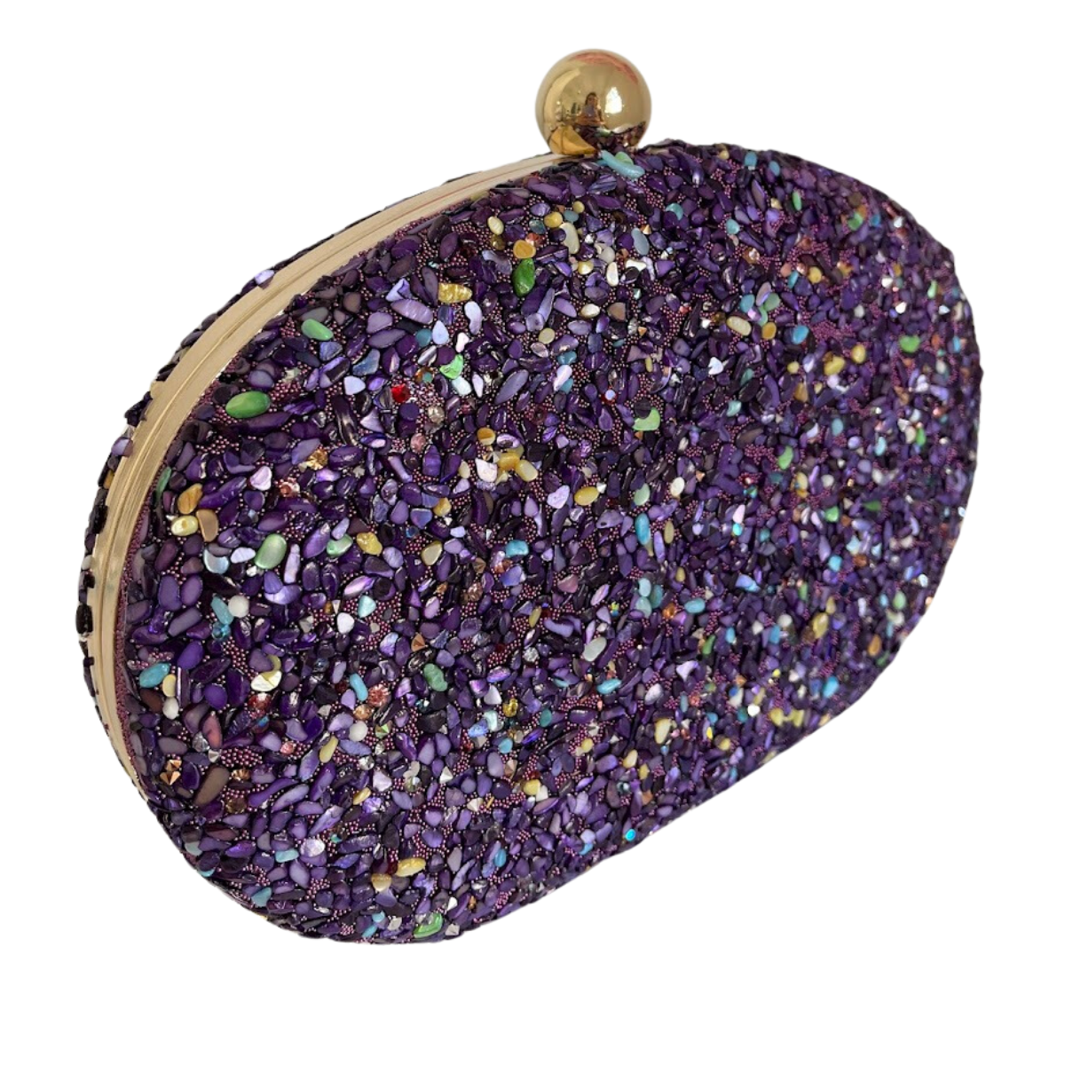 Bolsa Festa Clutch Pedraria Violeta Escuro Oval