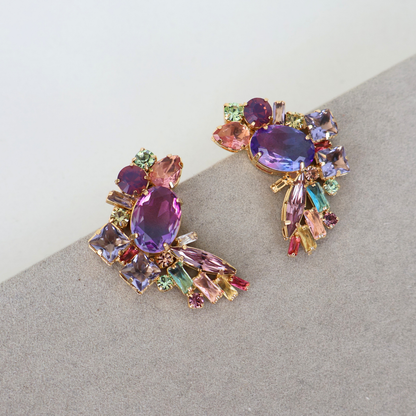 Brinco Dourado e Cristal Colorido - Semijoia