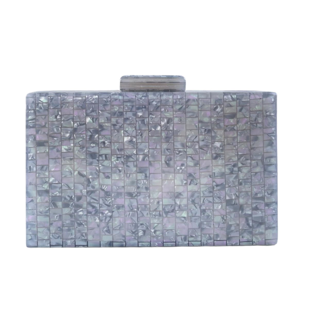 Bolsa de Festa Clutch Acrílico Perolada Cinza Claro