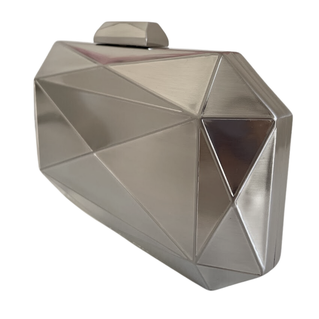 Bolsa Festa Clutch Metal Escovado Prata - ReUse