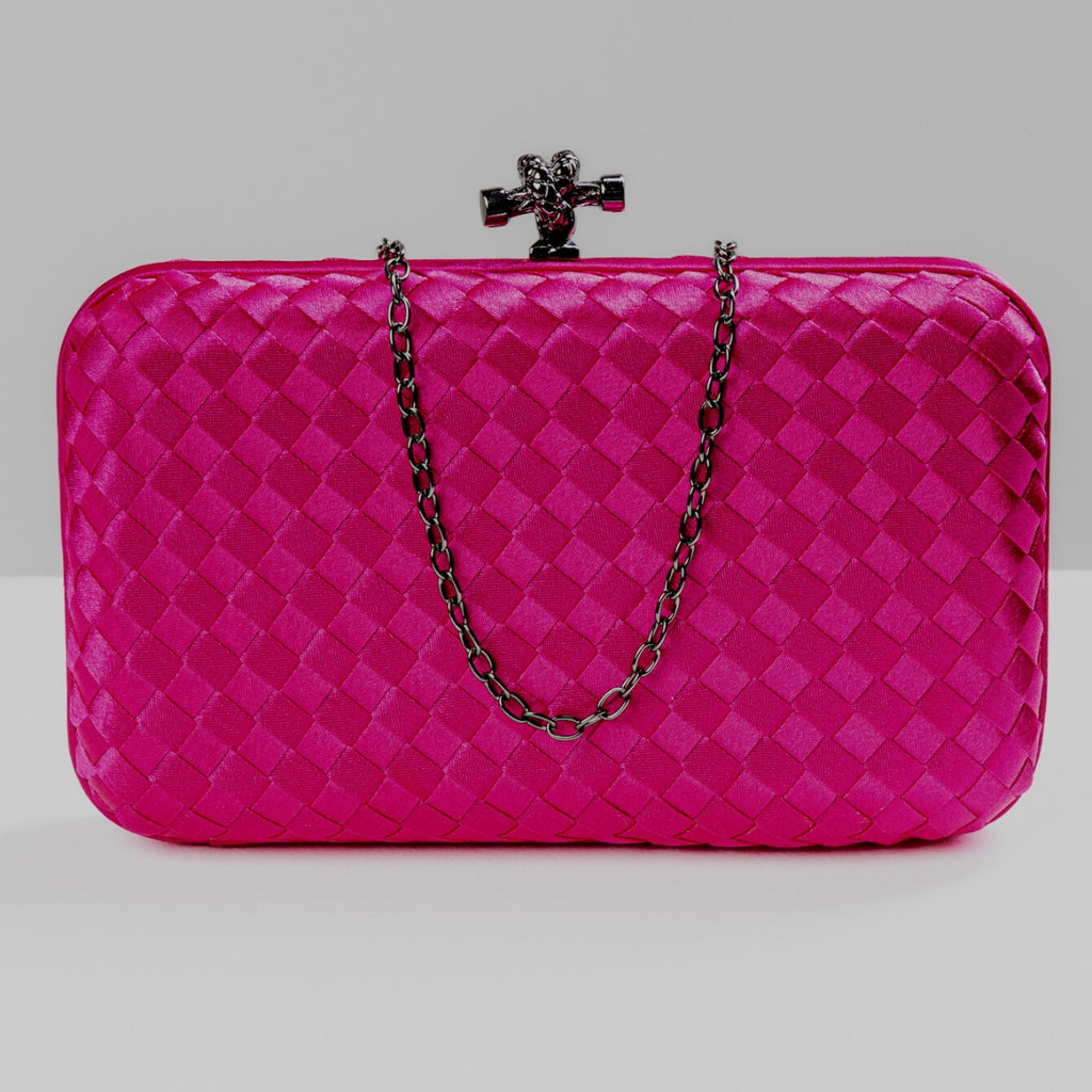 Clutch Tressê Cetim Inspired Média Fúcsia