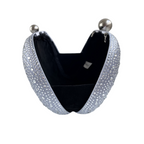 Bolsa Festa Clutch Pedraria Strass Oval Prata